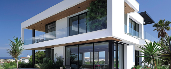 A modern house in Oroklini, Larnaca with a view of the sea.