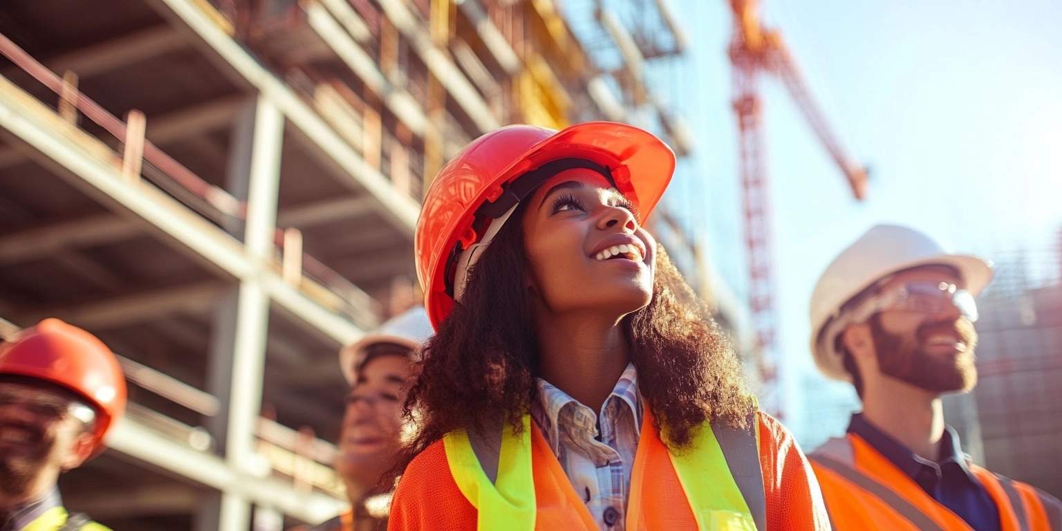people looking impressed at a construction feat