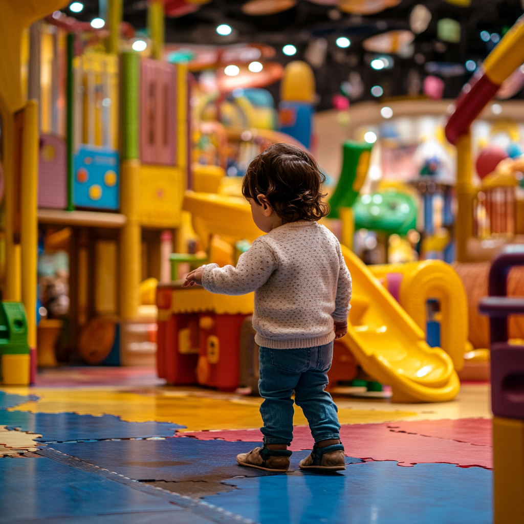 child plays at a indoor themepark