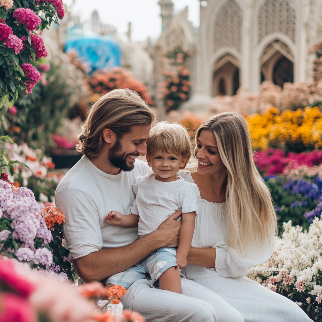 family in miracle garden dubai